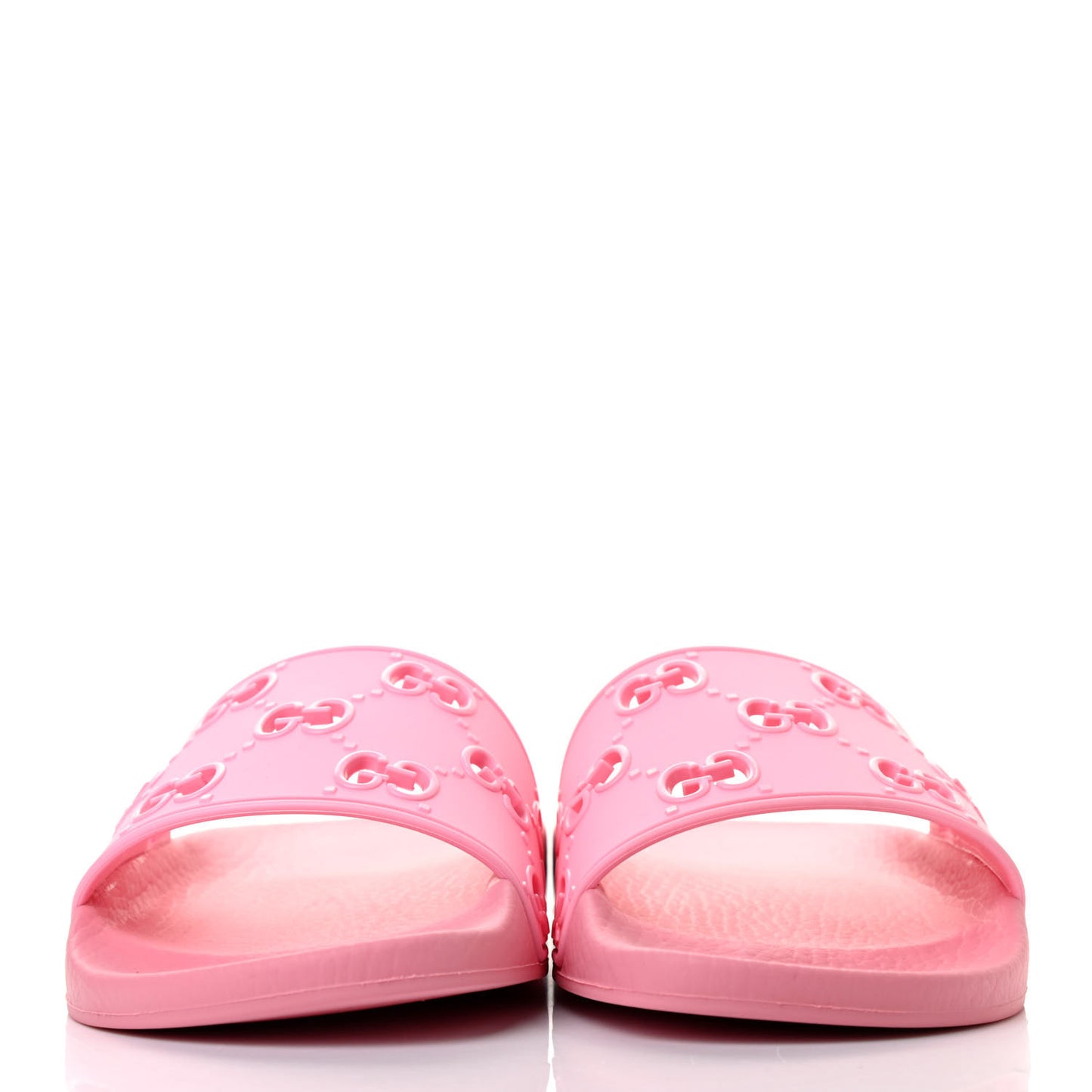 Rubber GG Monogram Perforated Womens Slide Sandals 38 Rose Box