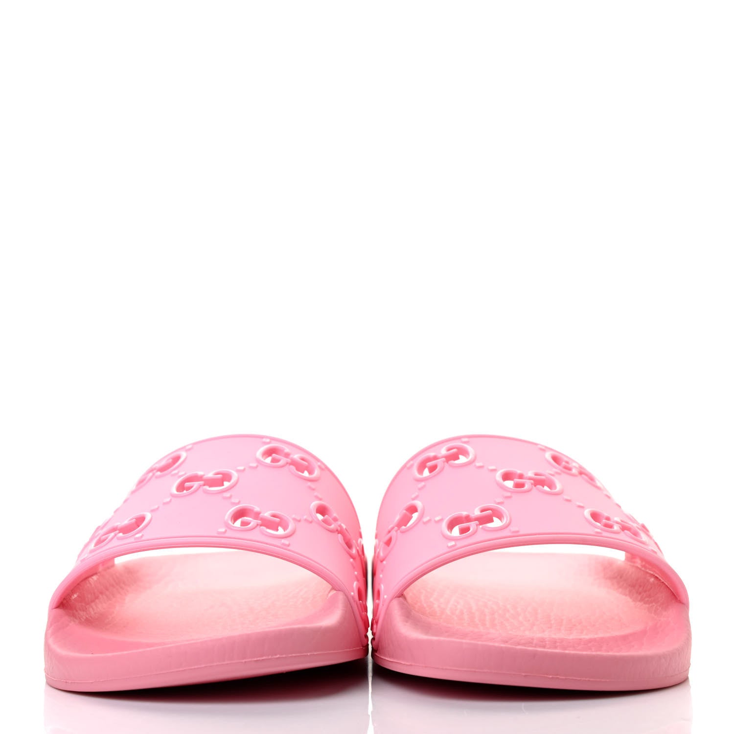 Gucci Rubber GG Monogram Perforated Womens Slide Sandals 38 Rose Box 2 of 8