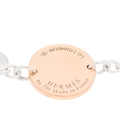 Hermes Sterling Silver 18K Rose Gold Confettis Bracelet LG 5 of 6