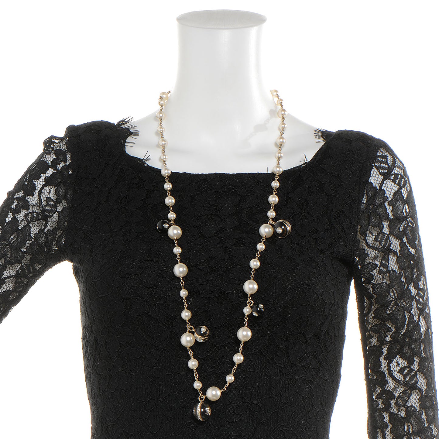 Pearl Crystal CC Beaded Long Necklace