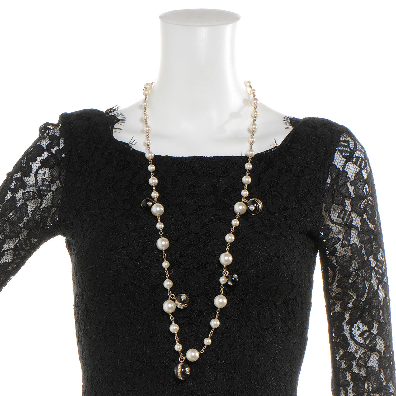 Chanel Pearl Crystal CC Beaded Long Necklace 2 of 5