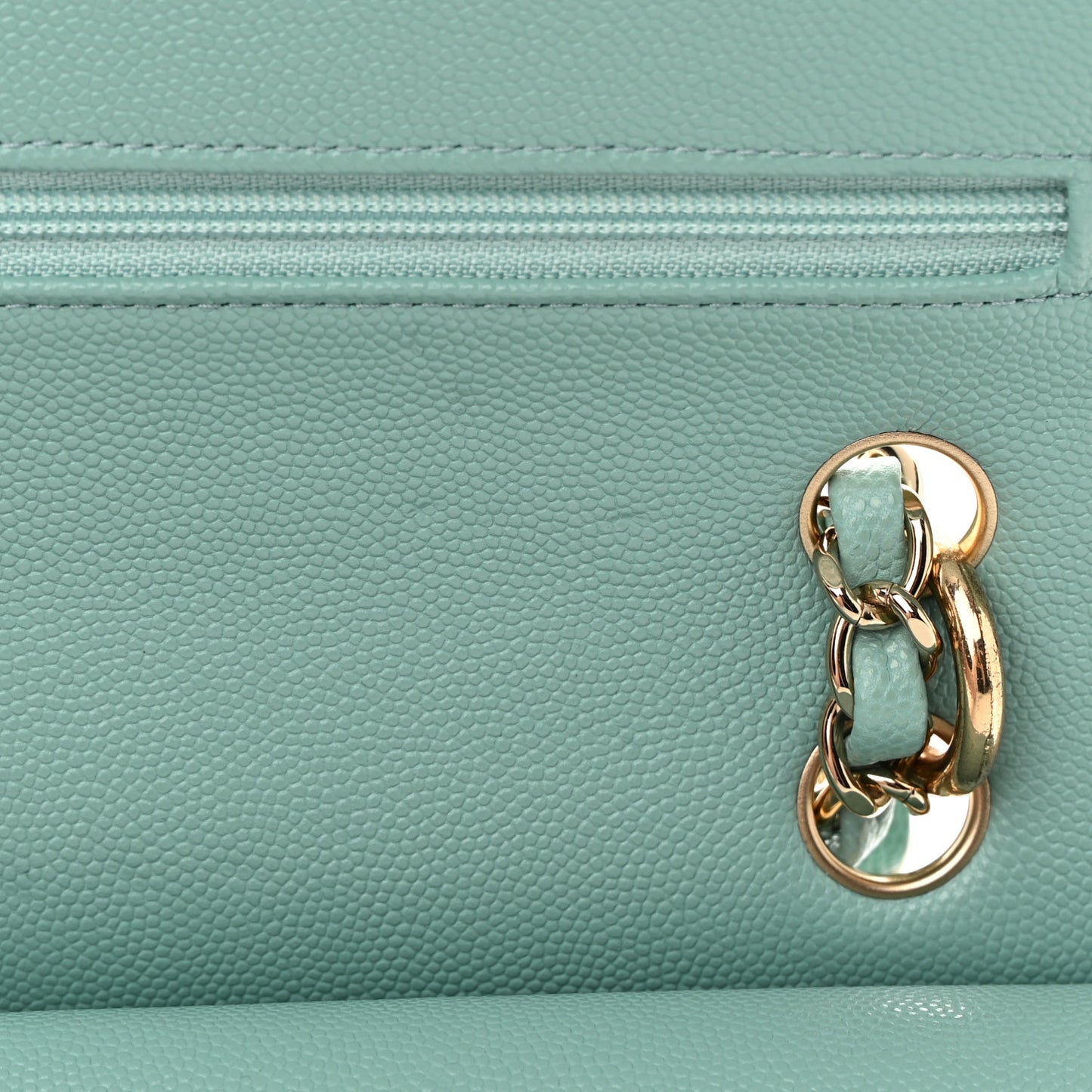 Caviar Quilted Medium Double Flap Light Blue