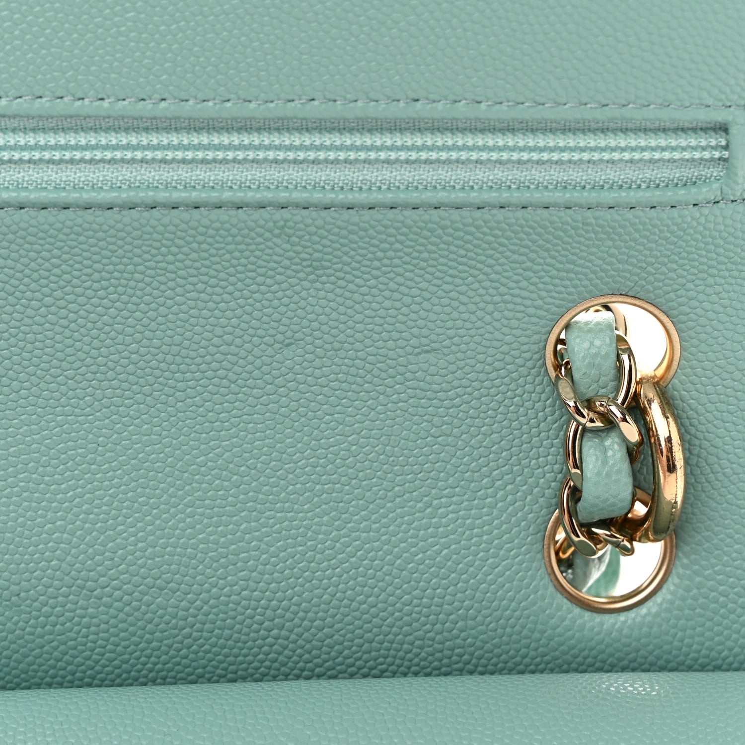 Chanel Caviar Quilted Medium Double Flap Light Blue 10 of 17