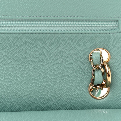 Chanel Caviar Quilted Medium Double Flap Light Blue 10 of 17