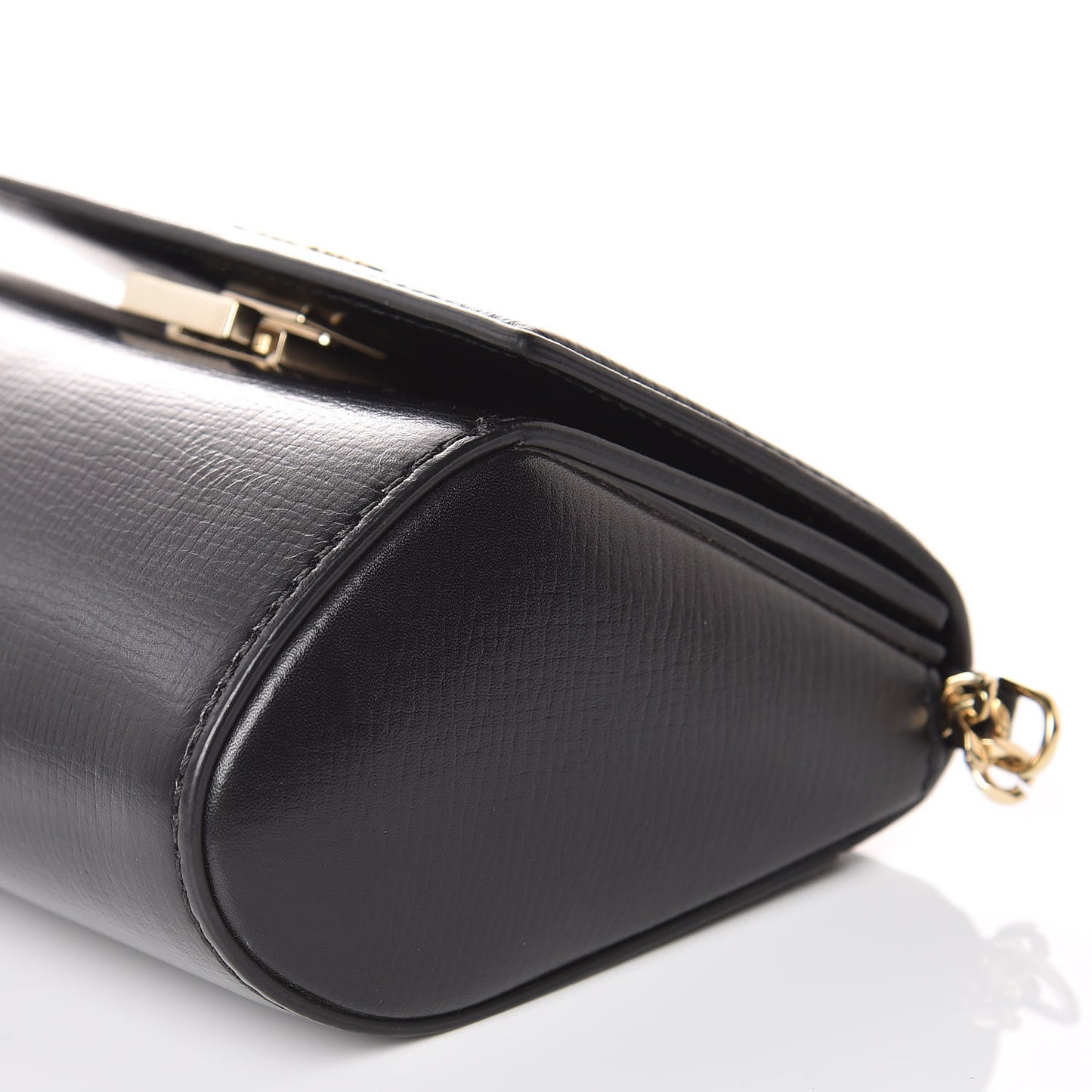 Textured Calfskin Micro Pandora Box Clutch Black