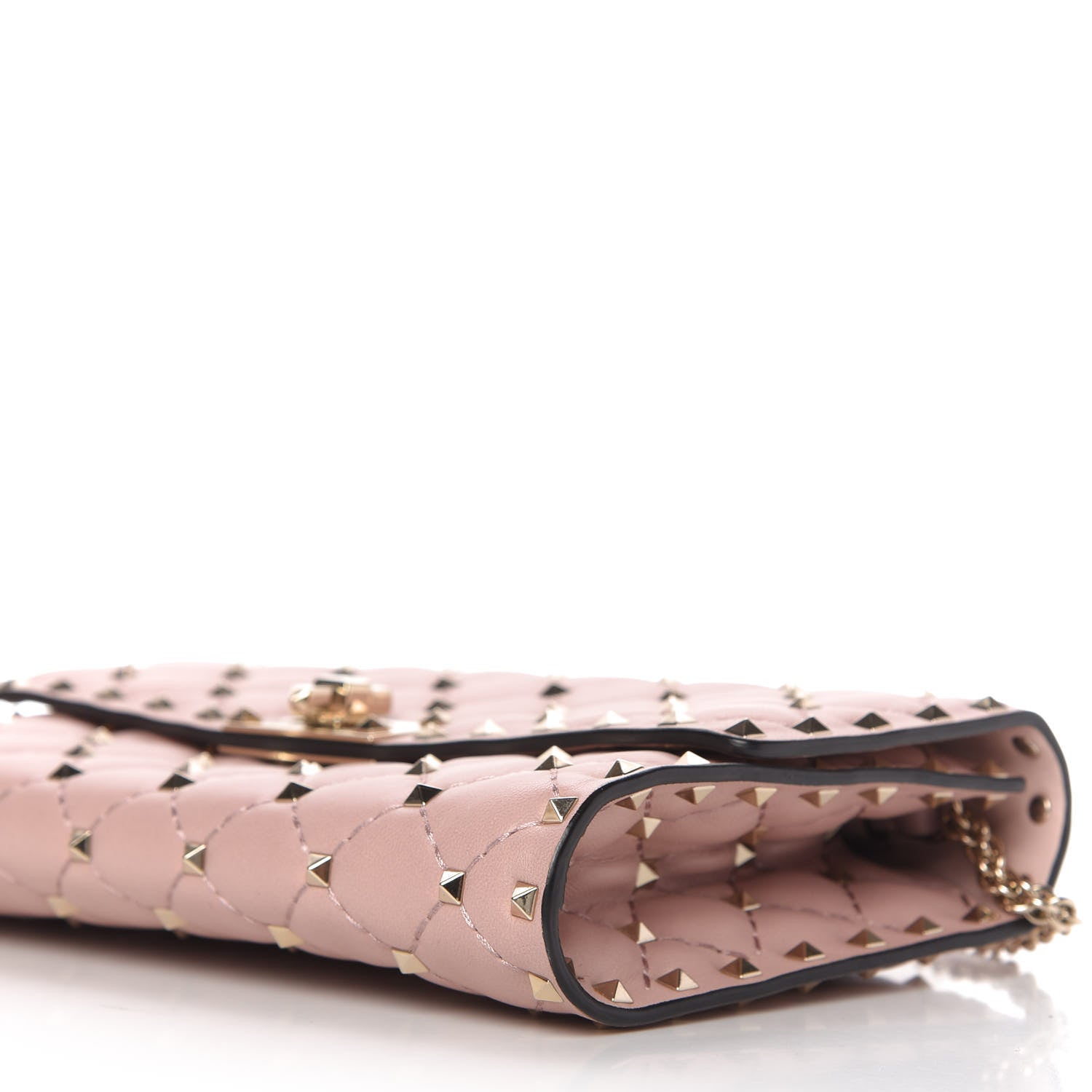 Valentino Garavani Nappa Rockstud Spike Wallet on Chain Water Rose 7 of 9