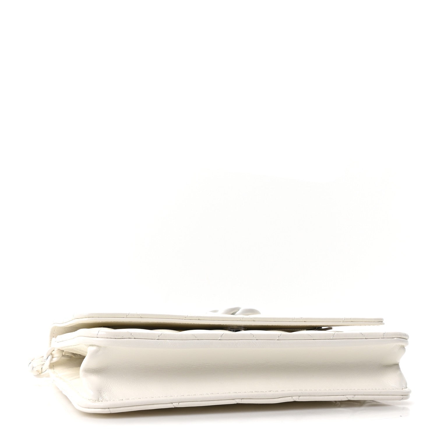 Chanel Shiny Lambskin Quilted Monochrome Wallet on Chain WOC White 4 of 12