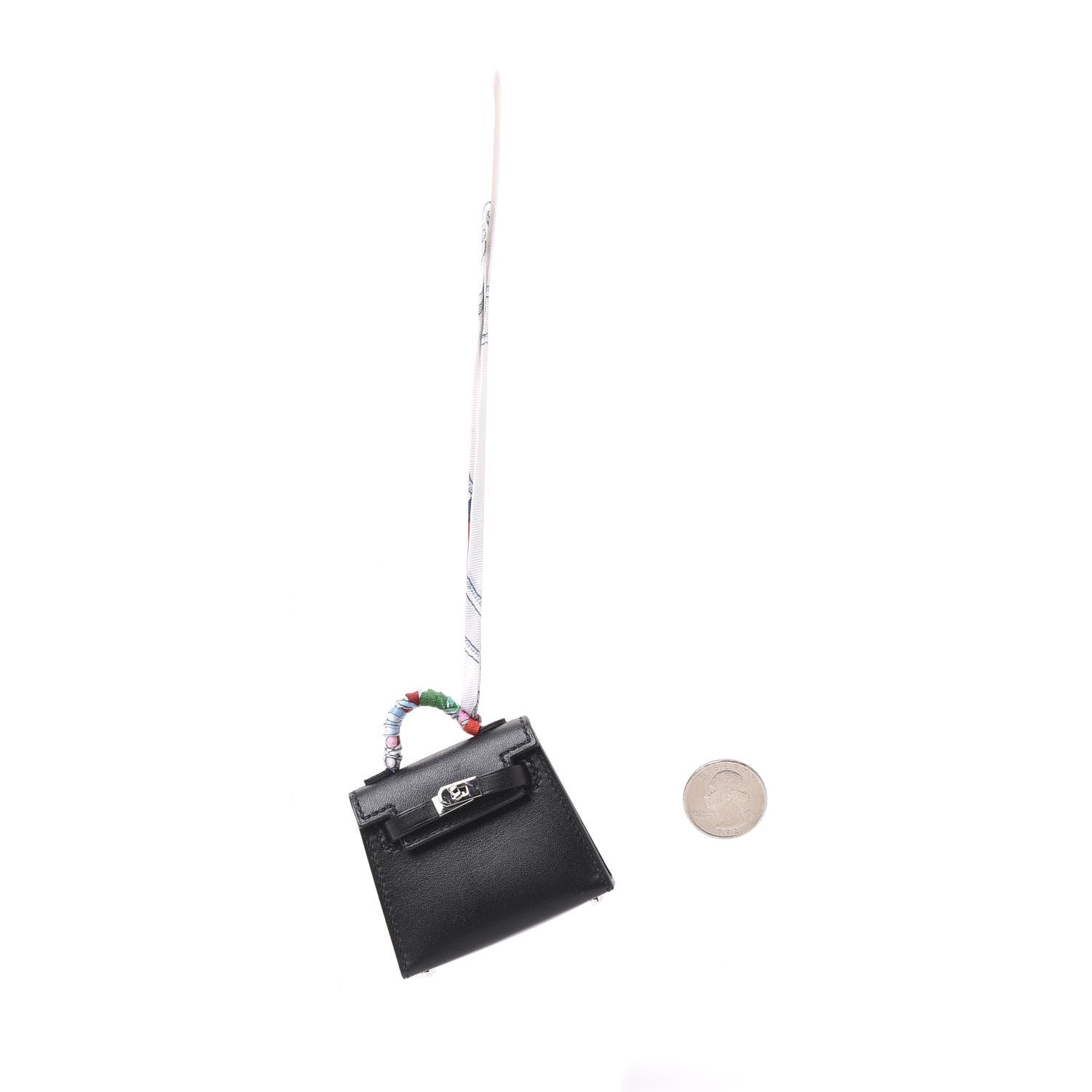 Hermes Tadelakt Mini Kelly Twilly Bag Charm Black 3 of 5