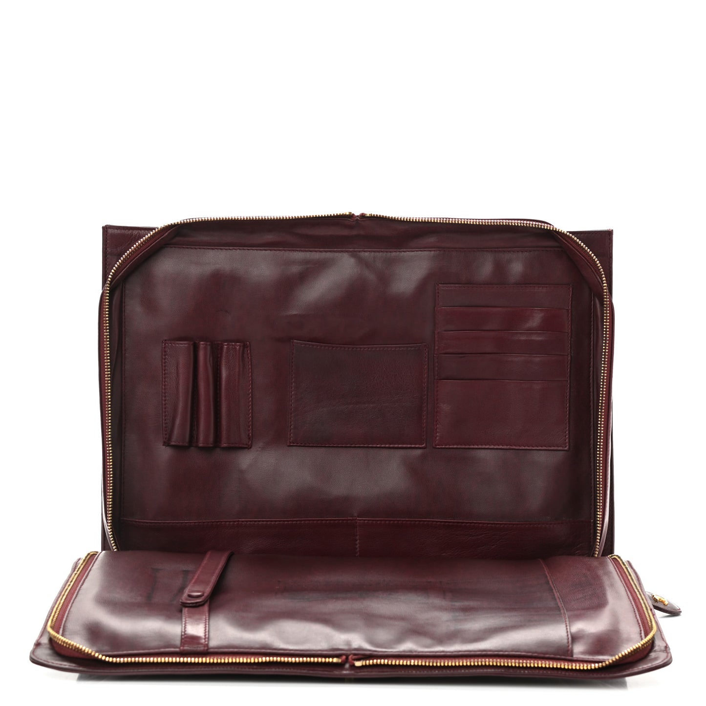 Lambskin Quilted Briefcase Laptop Bag Burgundy