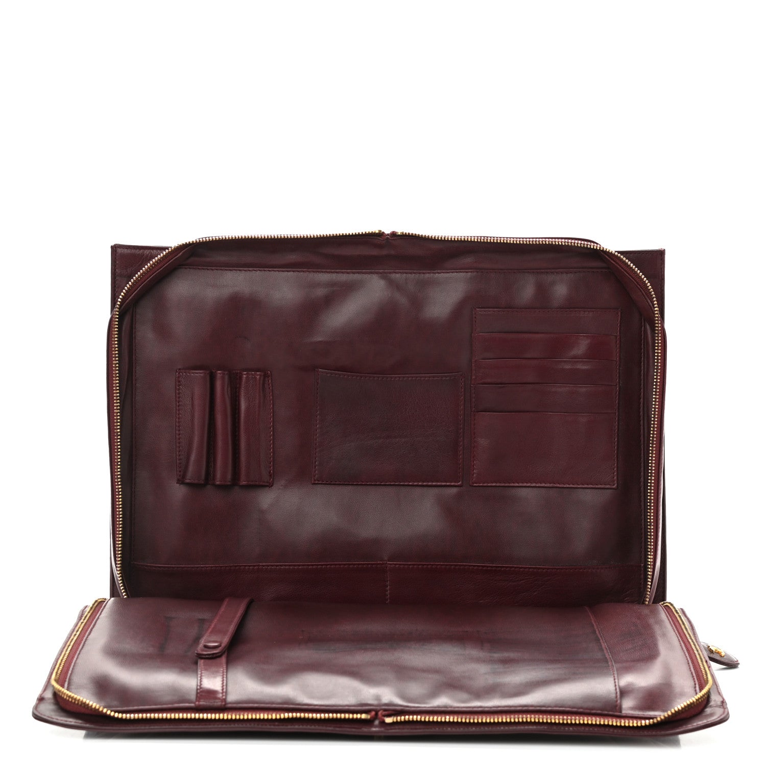Chanel Lambskin Quilted Briefcase Laptop Bag Burgundy 8 of 15