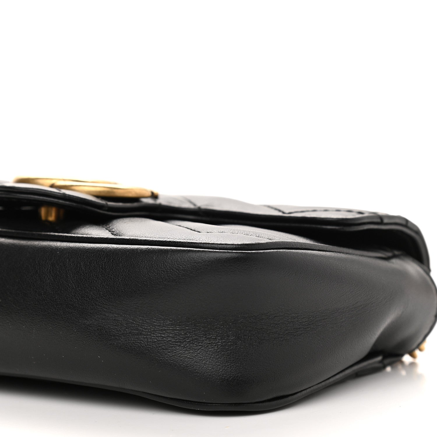 Gucci Calfskin Matelasse Super Mini GG Marmont Shoulder Bag Black 10 of 11