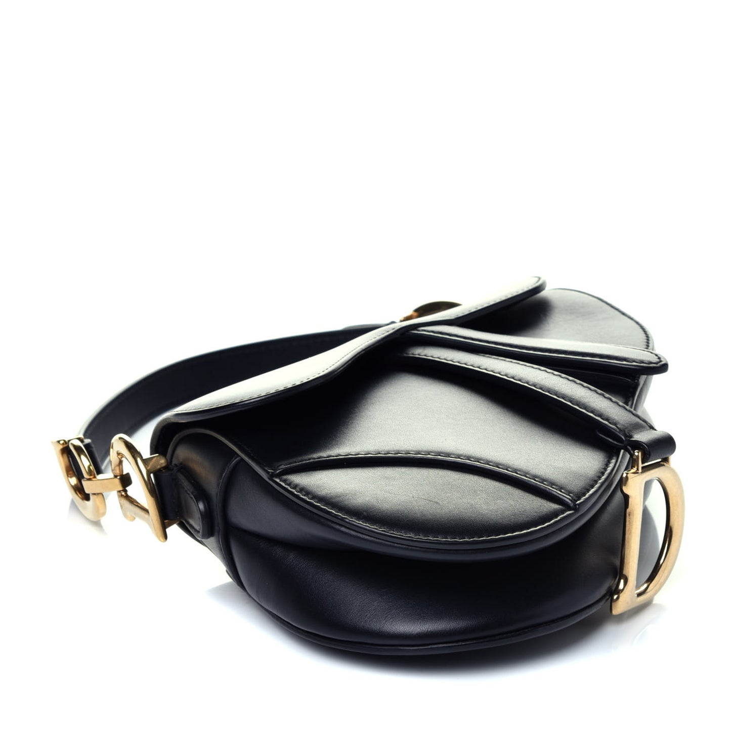 Calfskin Mini Saddle Bag Black