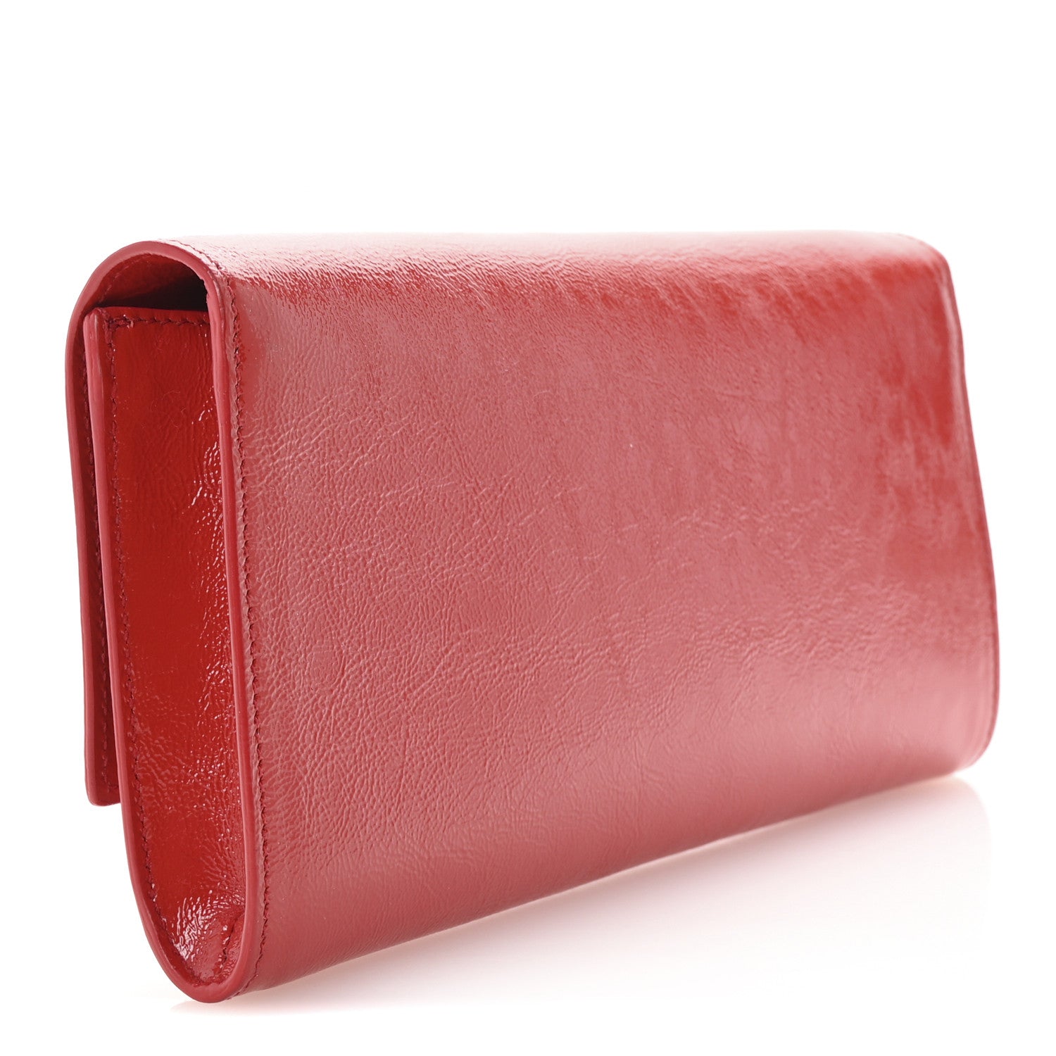 Saint Laurent Textured Patent Monogram Belle De Jour Clutch Red 3 of 6