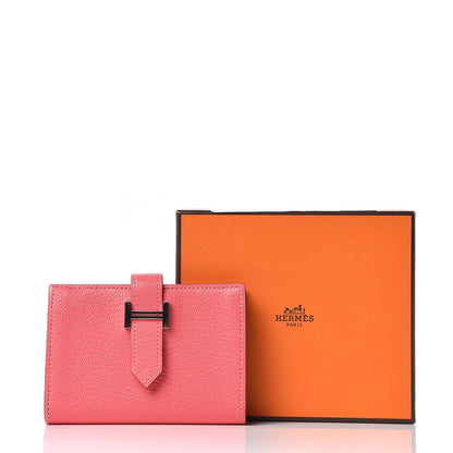 Hermes Chevre Mysore Mini Bearn Wallet Rose Lipstick 8 of 8