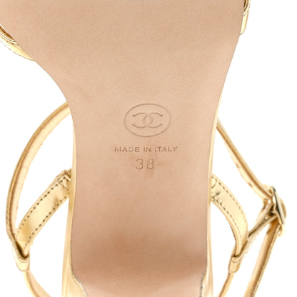 Chanel Metallic Lambskin CC Strappy Sandals 38 Gold 8 of 12