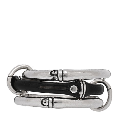 John Hardy Sterling Silver Enamel Bamboo Triple Ring 54 6.75 Black 1 of 8