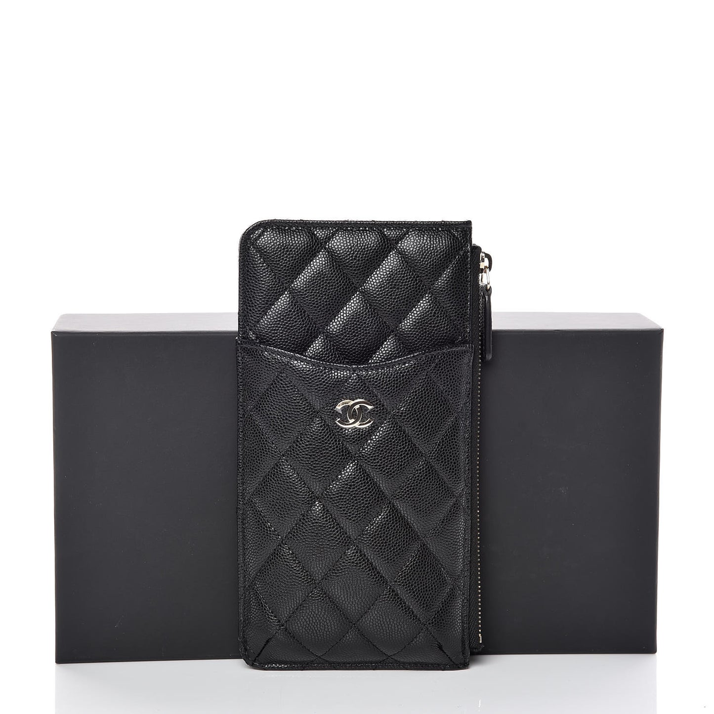 Caviar Quilted Classic Flat Wallet Pouch Black
