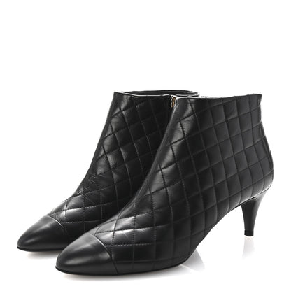 Chanel Calfskin Quilted Cap Toe Short Boots 40 Black 4 of 10