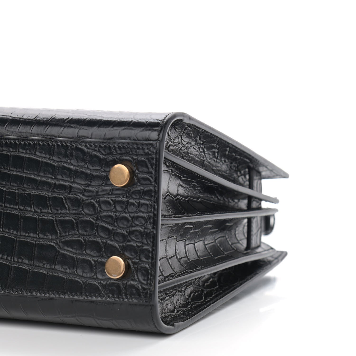 Saint Laurent Calfskin Crocodile Embossed Baby Sac De Jour Black 10 of 11
