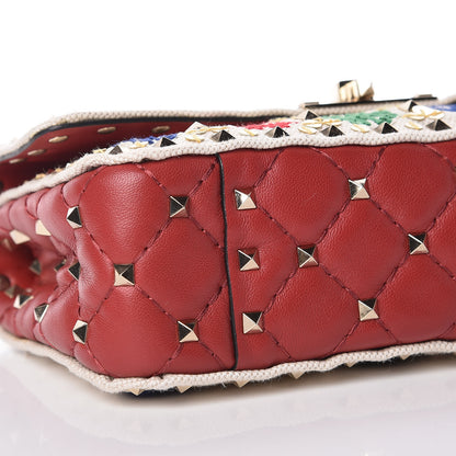 Valentino Garavani Canvas Sequin Embroidered Small Rockstud Spike Shoulder Bag Multicolor 5 of 9