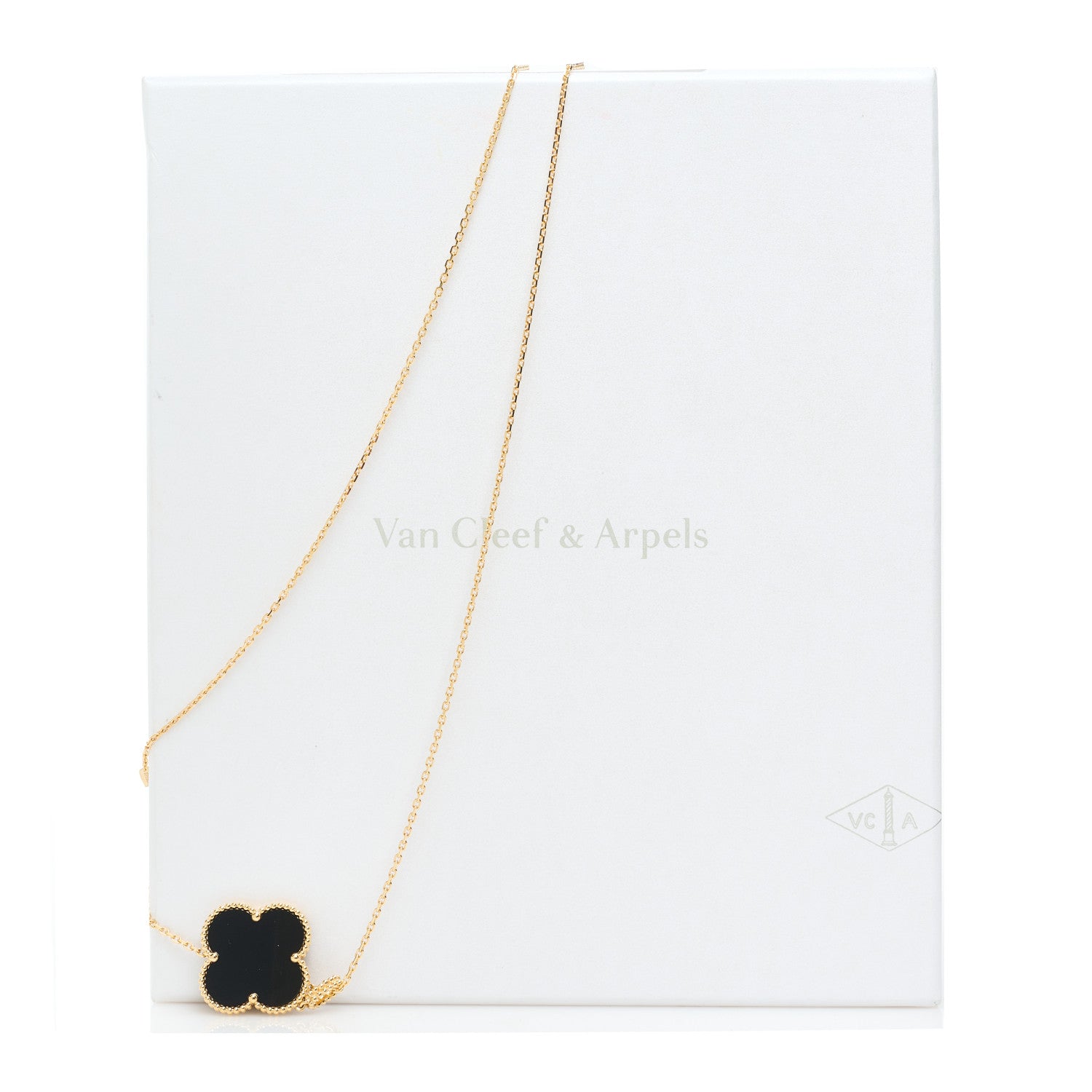 Van Cleef & Arpels 18K Yellow Gold Black Onyx Magic Alhambra Pendant Necklace 7 of 7