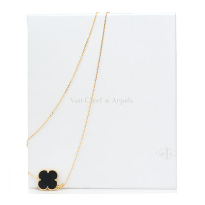 Van Cleef & Arpels 18K Yellow Gold Black Onyx Magic Alhambra Pendant Necklace 7 of 7