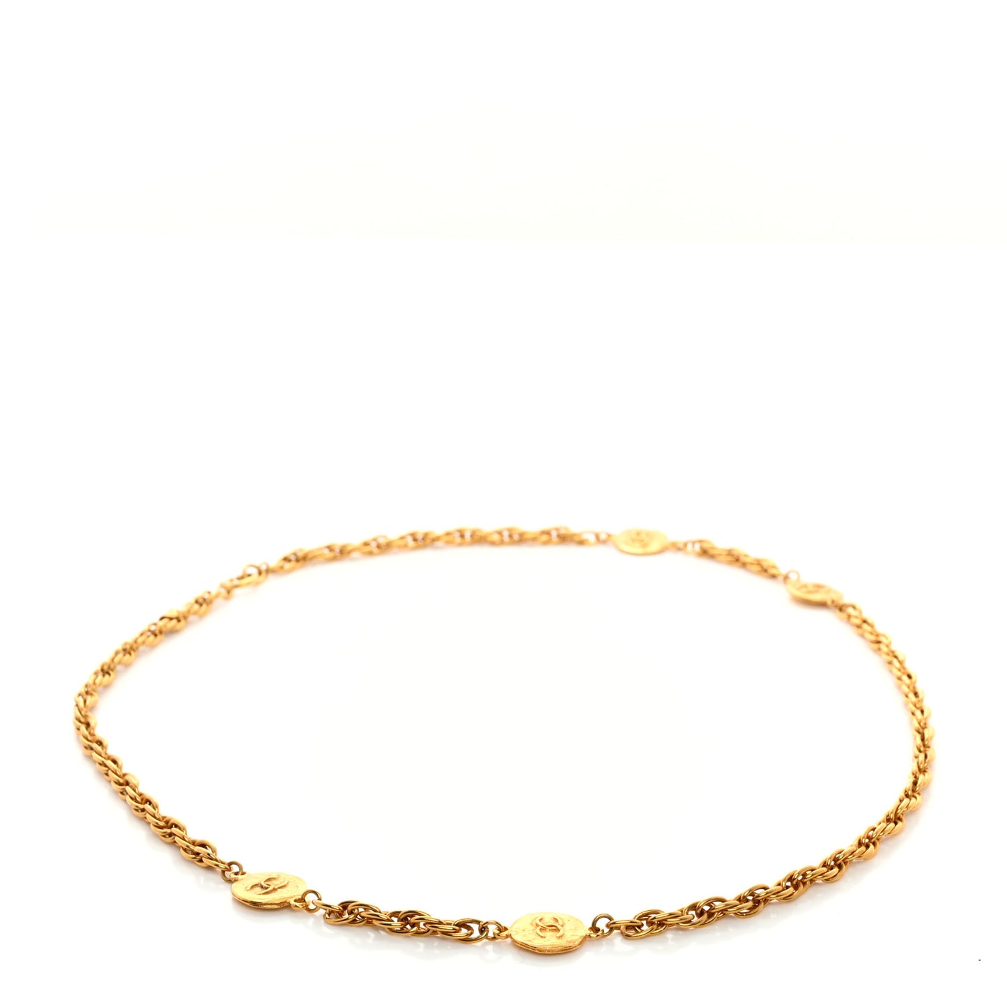 Metal Chain CC Medallion Belt Gold