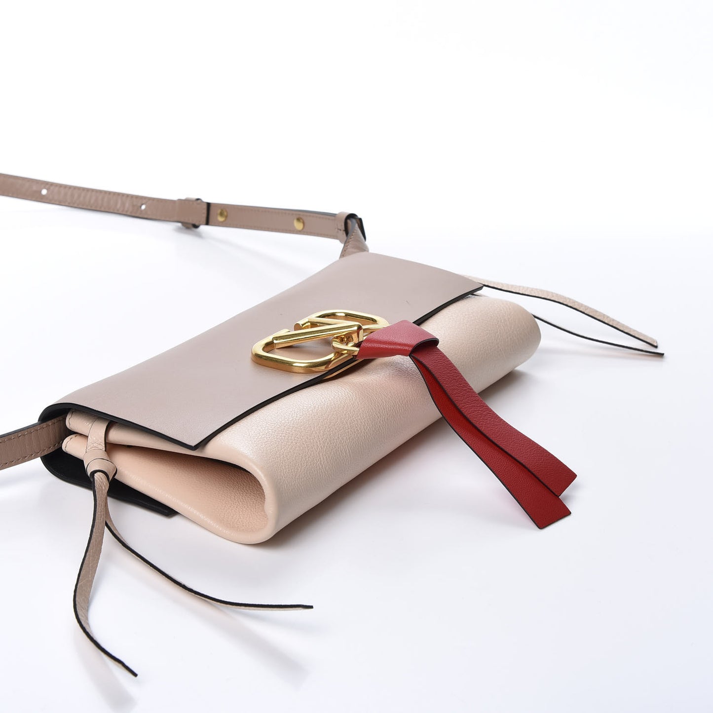 Smooth Calfskin VRing Crossbody Bag Rose Cannelle Light Ivory