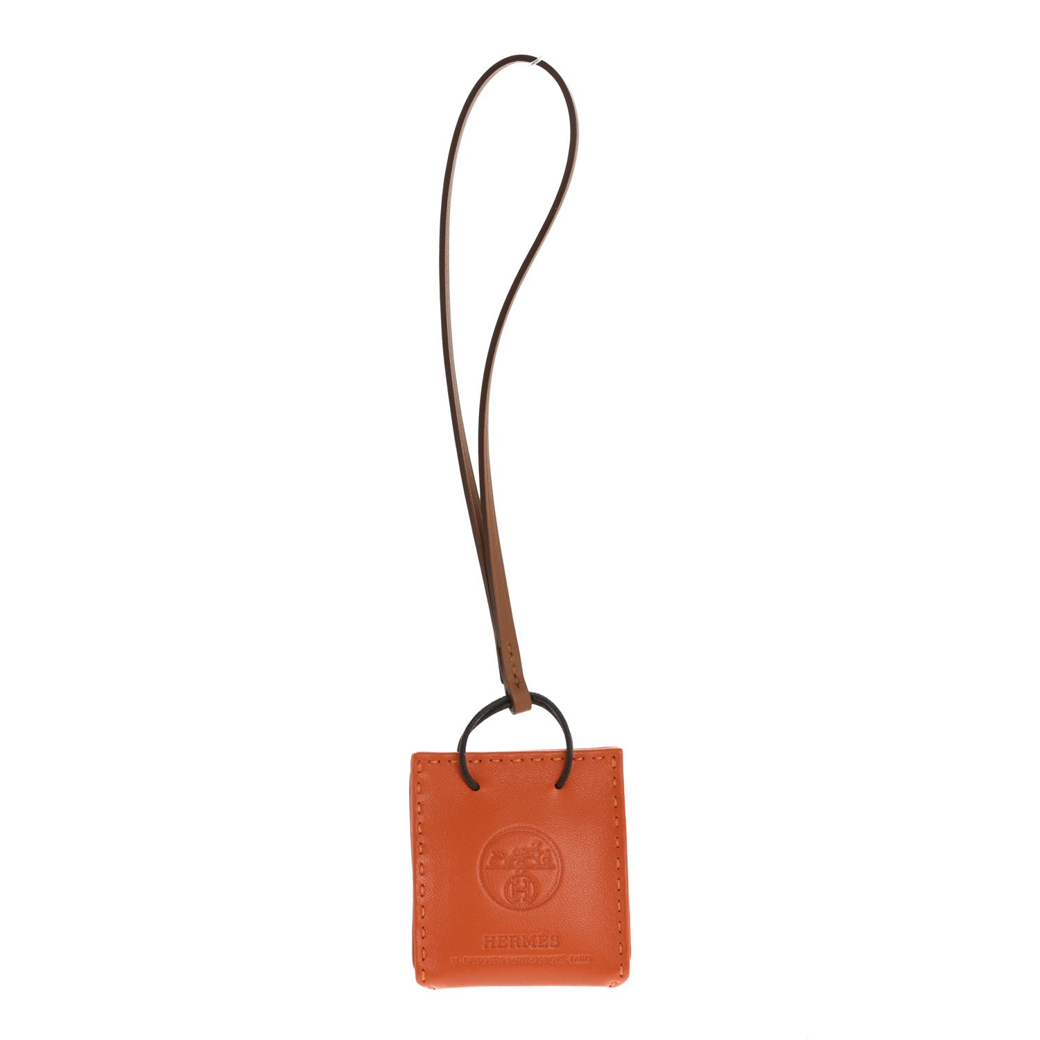 Hermes Milo Lambskin Swift Shopping Bag Charm Feu Gold 1 of 6