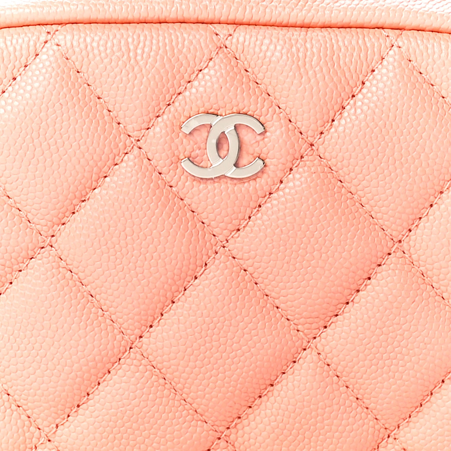 Caviar Quilted Small Curvy Pouch Cosmetic Case Light Orange