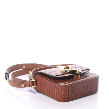 Chloe Calfskin Crocodile Embossed Mini C Double Carry Chestnut Brown 4 of 8
