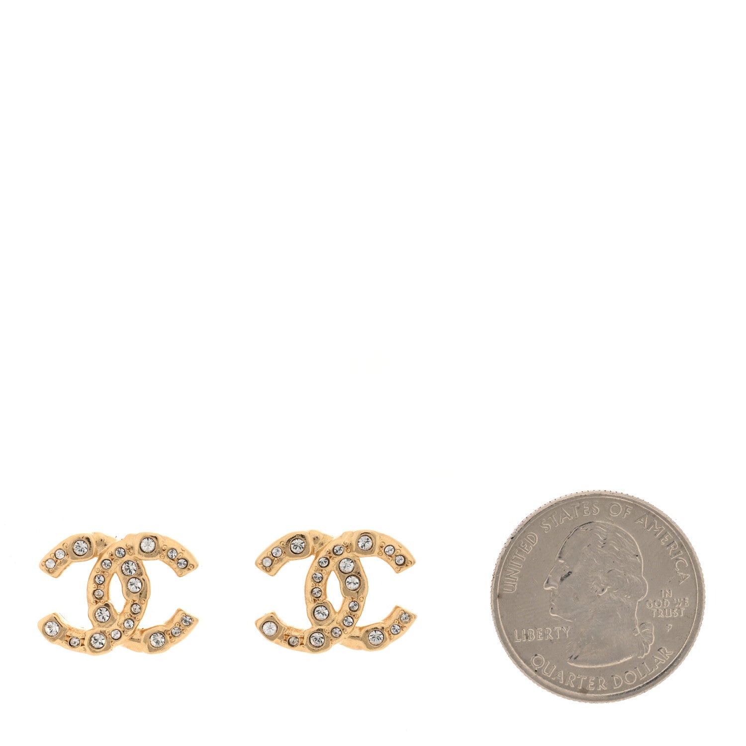 Chanel Crystal CC Earrings Gold 2 of 5