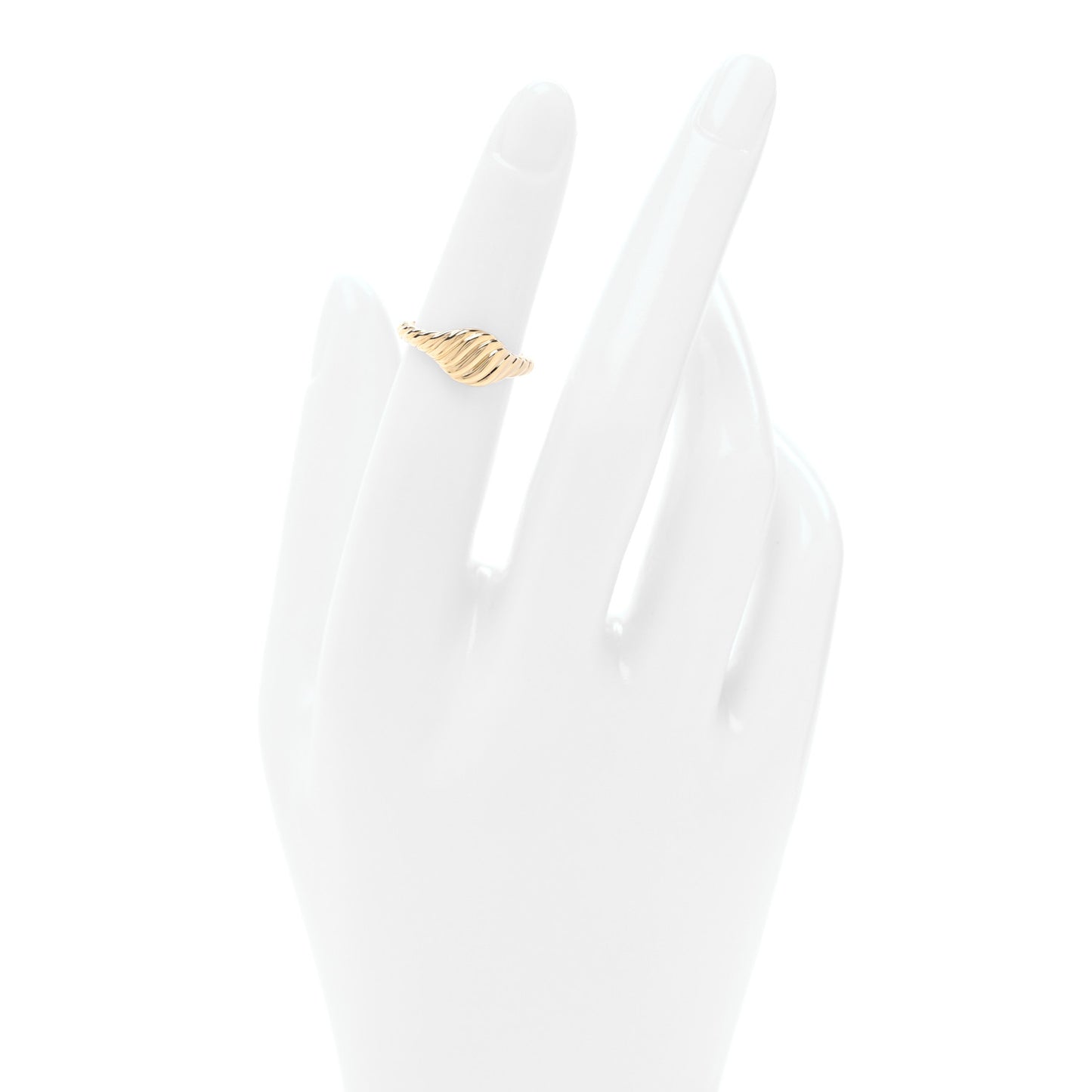 18K Yellow Gold 7mm Sculpted Cable Micro Pinky Ring 47 4