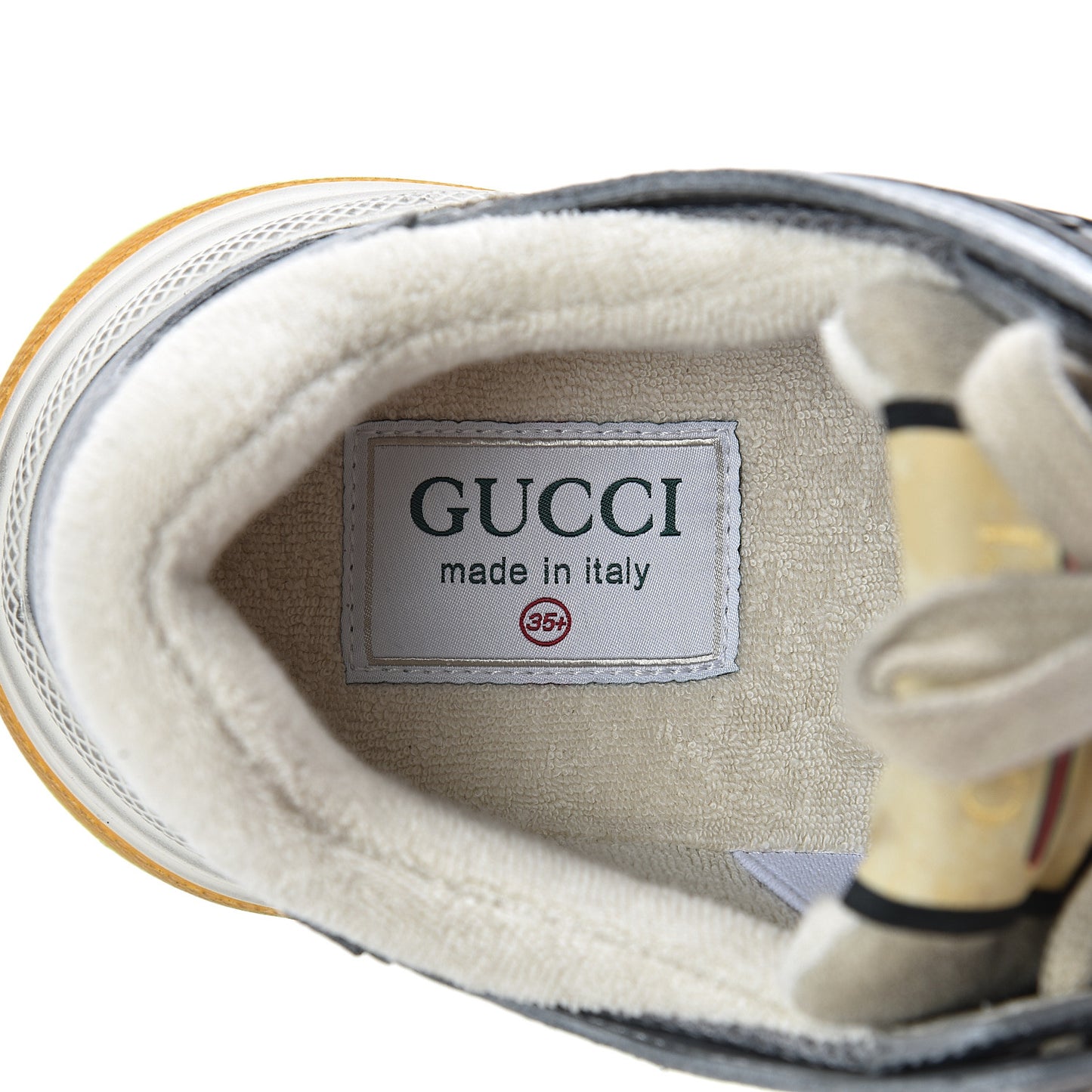Metallic Calfskin Suede Womens Ultrapace Sneakers 35.5 Silver Oatmeal