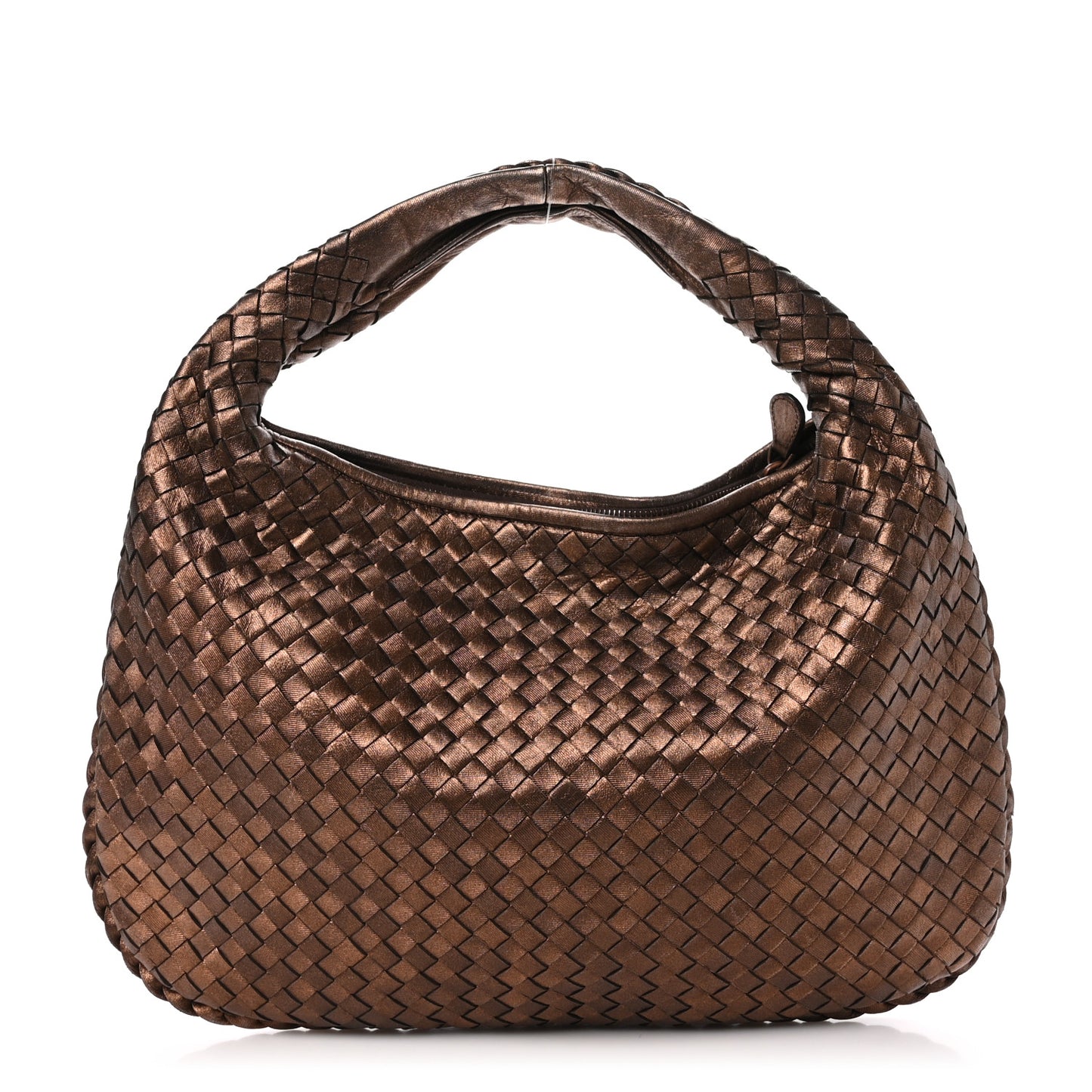 Metallic Nappa Intrecciato Medium Veneta Hobo Copper