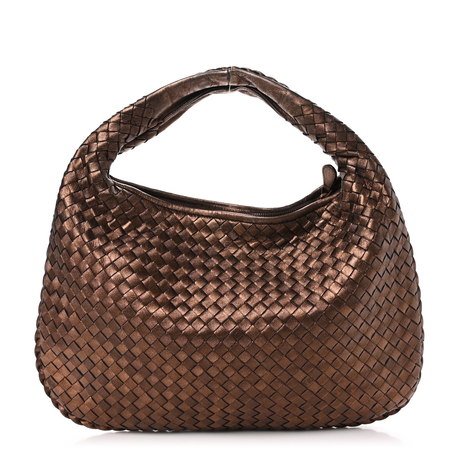 Bottega Veneta Metallic Nappa Intrecciato Medium Veneta Hobo Copper 1 of 9