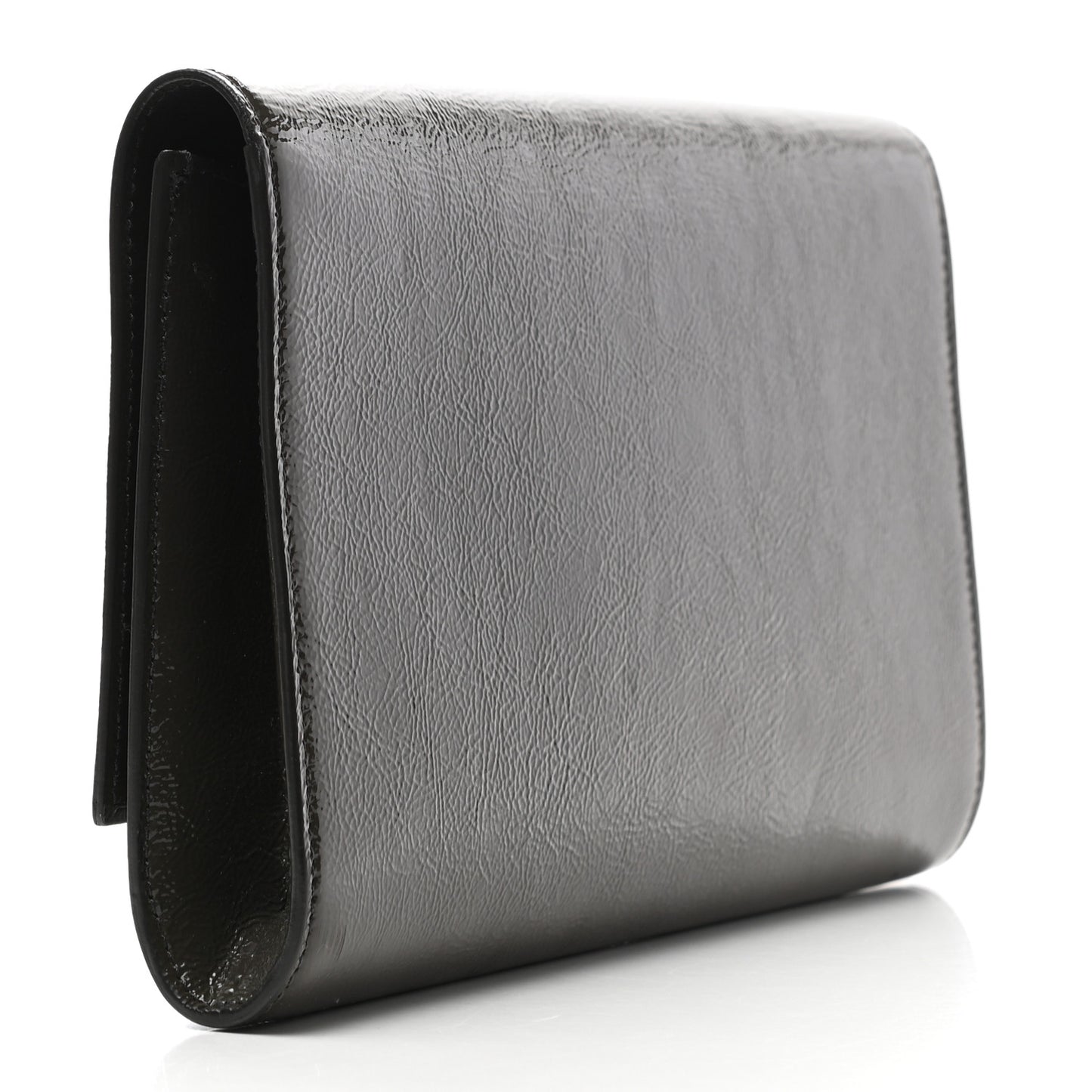 Textured Patent Monogram Large Belle De Jour Clutch Grey