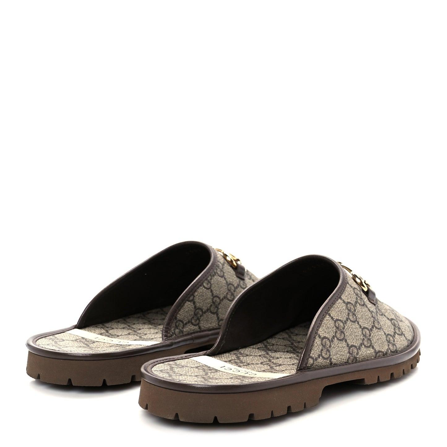 GG Supreme Monogram Miro Soft Calfskin Men's Horsebit Slippers 10 Beige Ebony New Acero