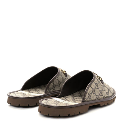 Gucci GG Supreme Monogram Miro Soft Calfskin Men's Horsebit Slippers 10 Beige Ebony New Acero 10 of 20