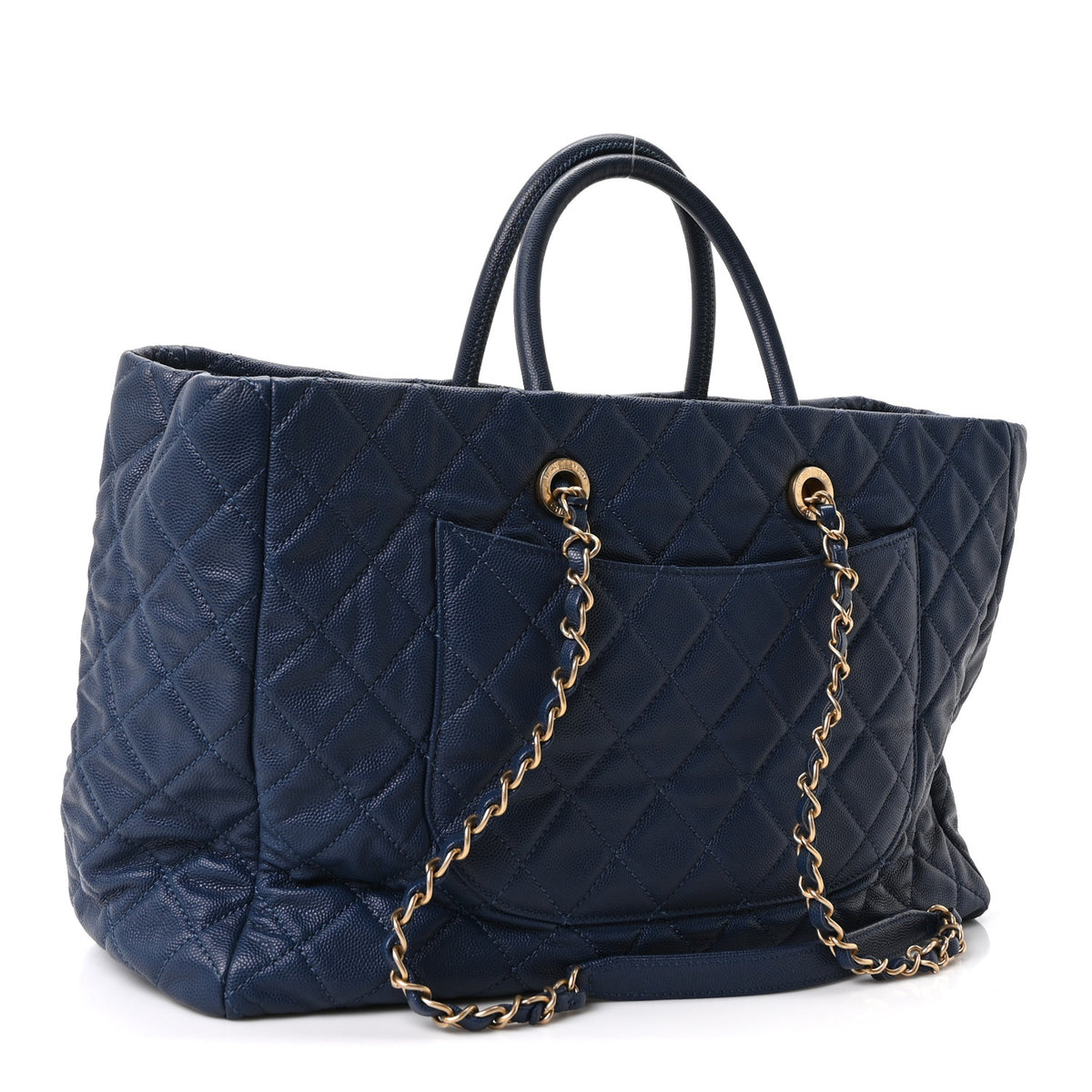 Chanel Caviar Quilted Large Coco Handle Shopping Tote Navy 4 of 11
