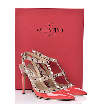 Valentino Garavani Patent Rockstud Ankle Strap Pumps 37 Rouge Poudre 8 of 8