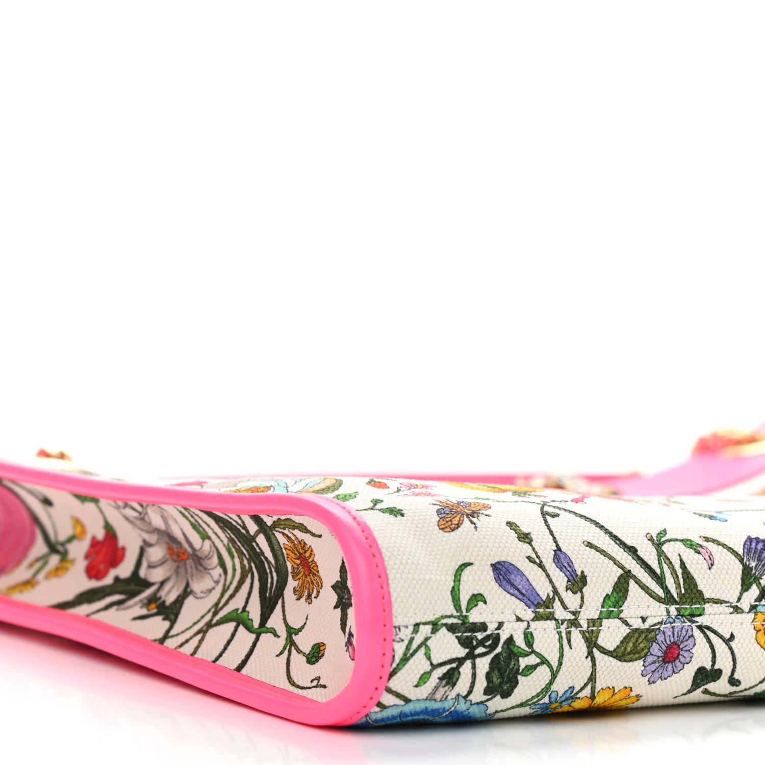 Gucci Canvas Flora Large Rajah Chain Tote White Multicolor Fuxia Fluo 10 of 11