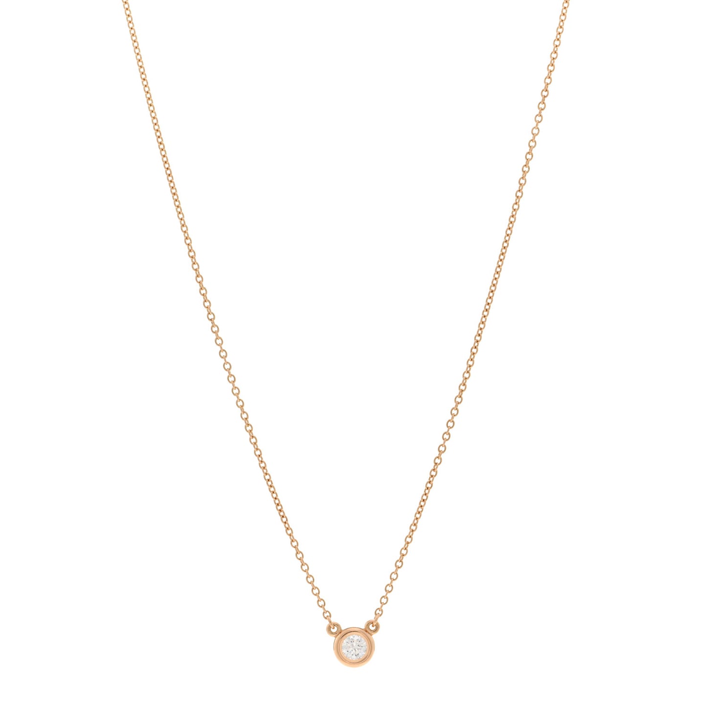 18K Rose Gold Diamond .17ct Elsa Peretti Diamonds by the Yard Pendant Necklace