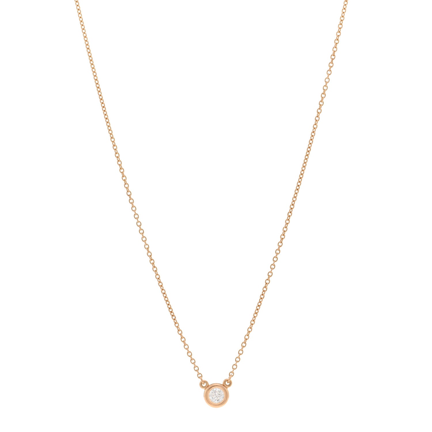 Tiffany 18K Rose Gold Diamond .17ct Elsa Peretti Diamonds by the Yard Pendant Necklace 1 of 4