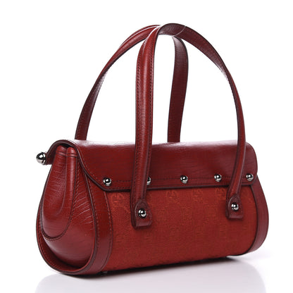 Gucci Monogram Small Bamboo Bullet Satchel Red 3 of 10