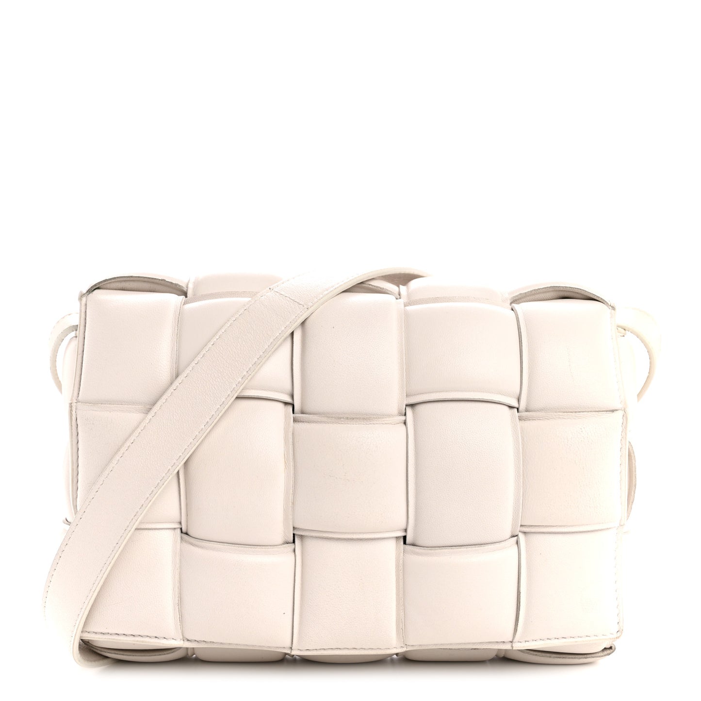 Nappa Maxi Intreccio Padded Cassette Crossbody Bag Chalk