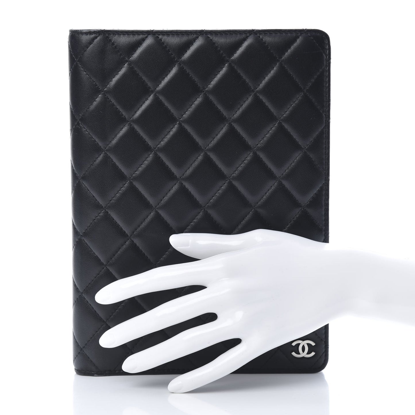 Lambskin Quilted Large Agenda Cover Black