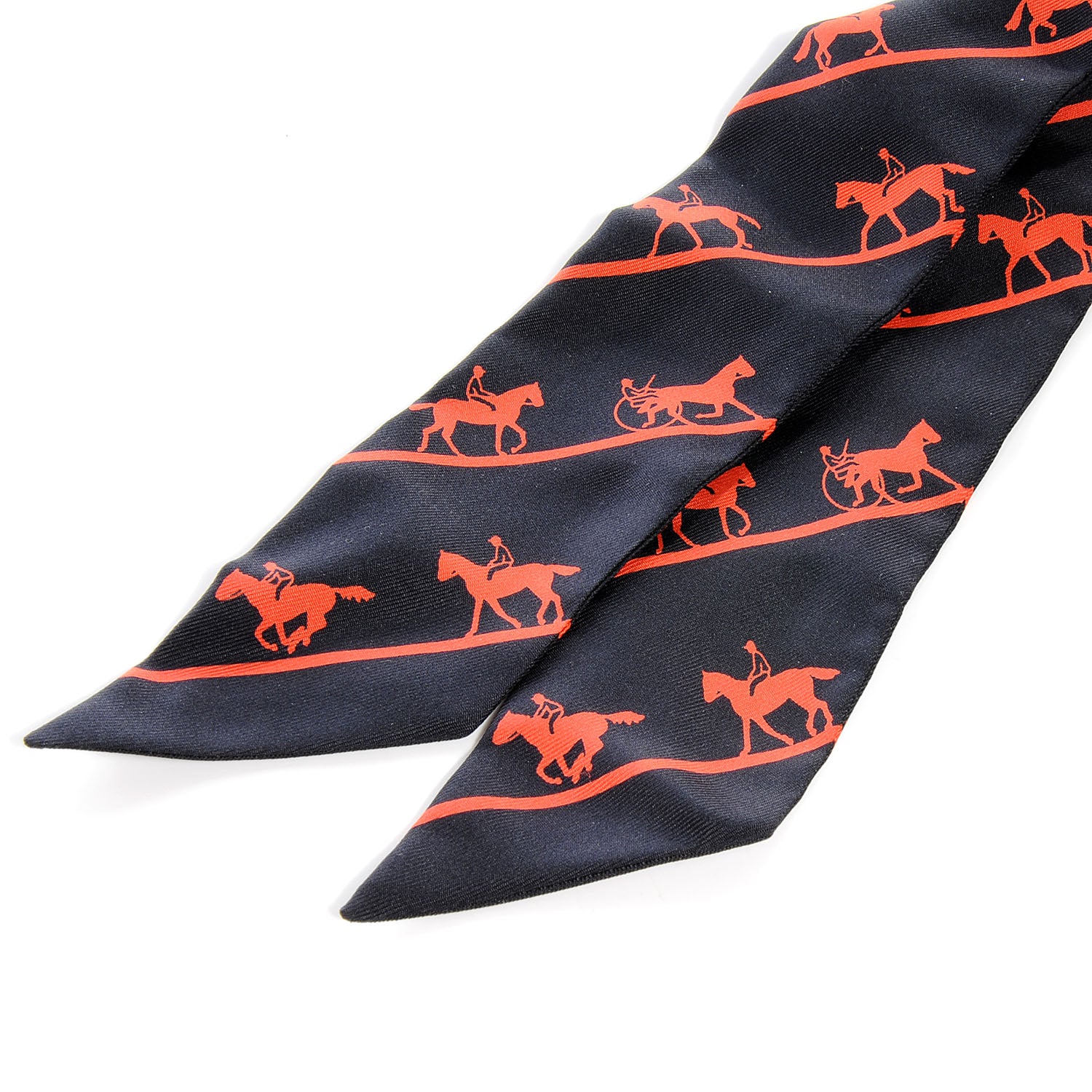 Hermes Silk Duc Carriage Horse Twilly Orange 3 of 5