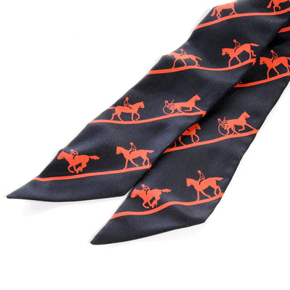 Hermes Silk Duc Carriage Horse Twilly Orange 3 of 5