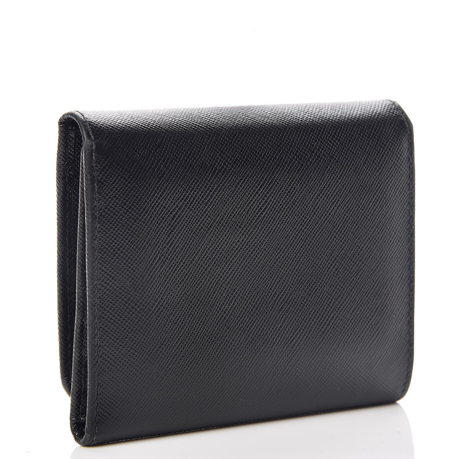 Prada Saffiano Tri-Fold Compact Wallet Black 3 of 10